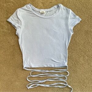 Baby blue tie crop top